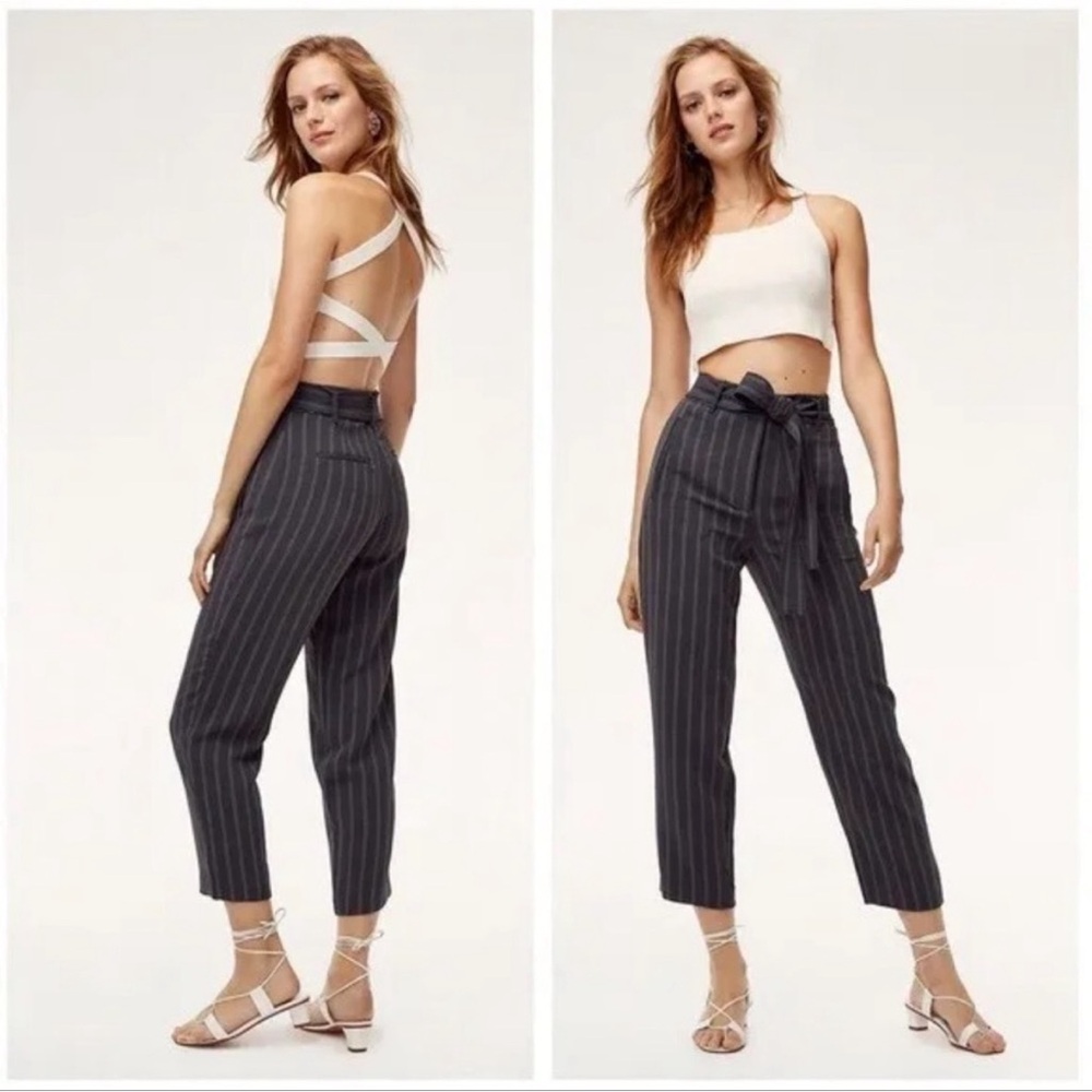 Wilfred Aritzia Jallade Pin Stripe Tie Waist Trousers